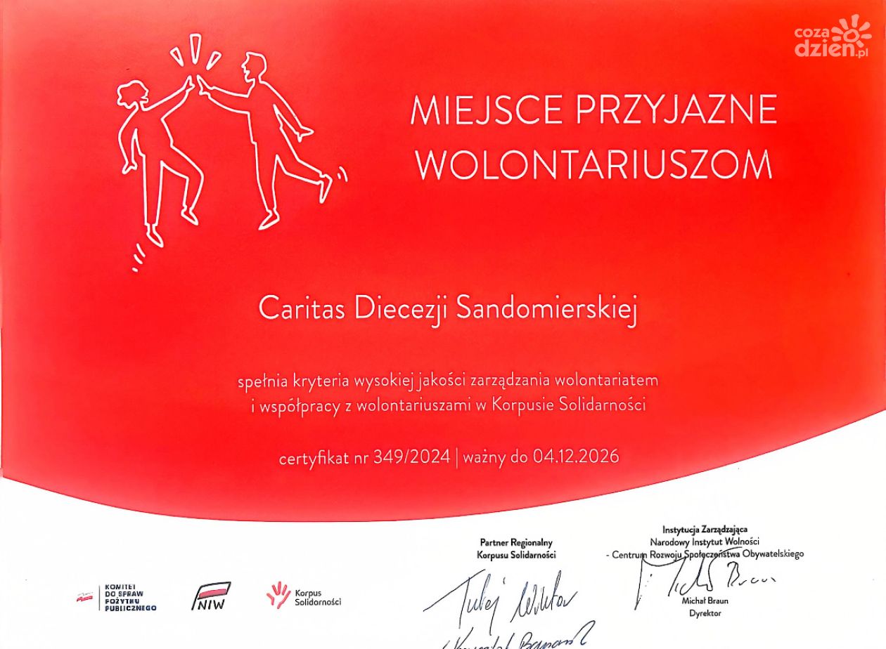 Caritas Diecezji Sandomierskiej przyjazne wolontariuszom