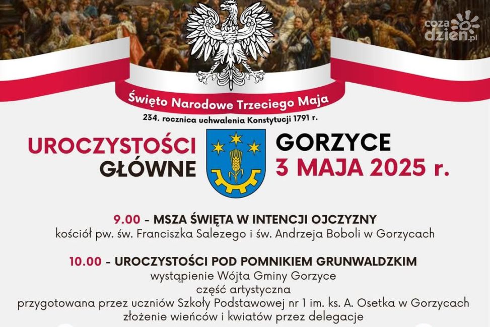 Gorzyce i okolice uczczą Konstytucję 3 Maja – zaproszenie na uroczystości patriotyczne