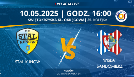 Mecz 25. kolejki Świętokrzyskiej Klasy Okręgowej: Stal Kunów - Wisła Sandomierz (RELACJA LIVE)