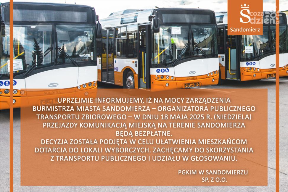 Bezpłatna komunikacja miejska w Sandomierzu 18 maja. Miasto ułatwia dojazd na wybory