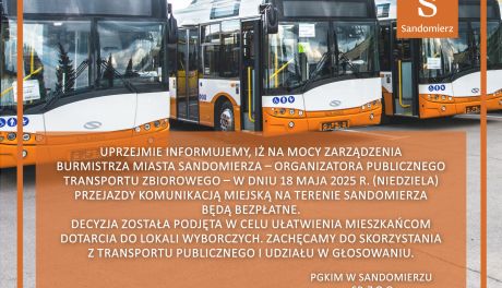 Bezpłatna komunikacja miejska w Sandomierzu 18 maja. Miasto ułatwia dojazd na wybory