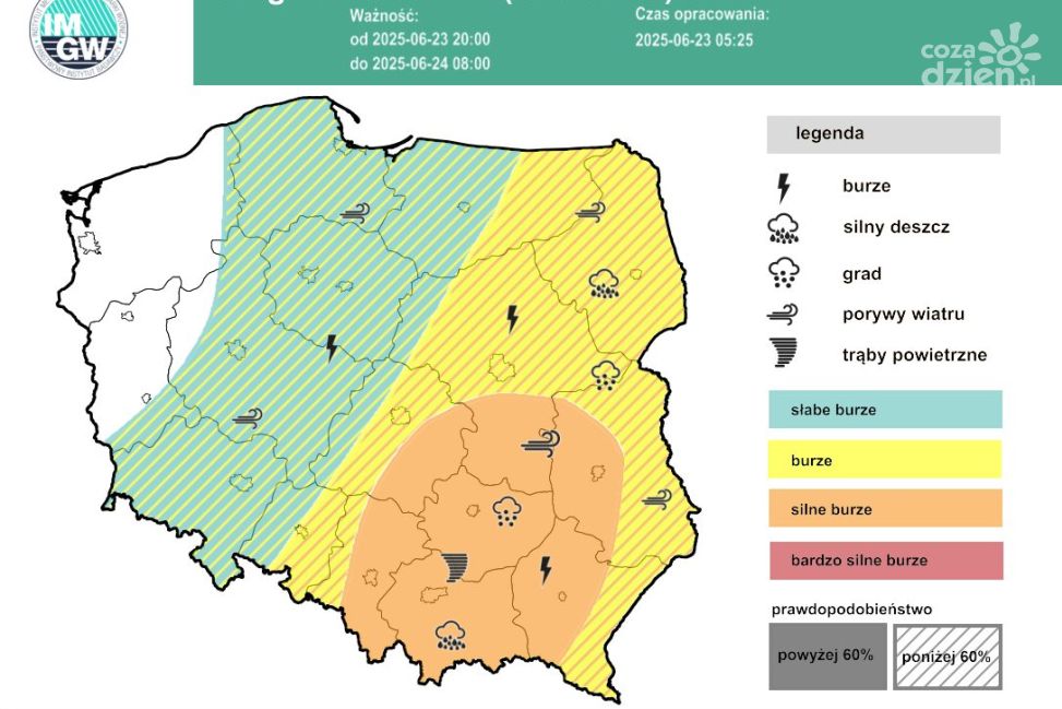 Gwałtowne burze i silny wiatr nad regionem. Uwaga na możliwe podtopienia!