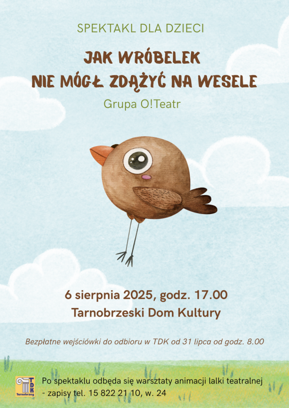 Wróbelek Elemelek w TDK – spektakl lalkowy i warsztaty teatralne dla najmłodszych
