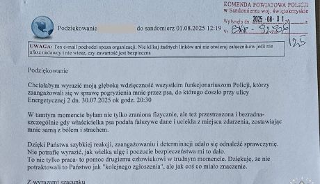 „Nie tylko kolejna interwencja” – sandomierska policja zareagowała skutecznie po pogryzieniu przez psa