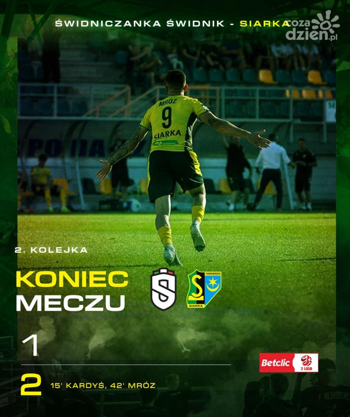 Siarka Tarnobrzeg z pierwszym zwycięstwem w sezonie — pokonała Świdniczankę 2:1