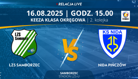 Mecz 2. Kolejki KEEZA Klasy Okręgowej: LZS Samborzec - Nida Pińczów (RELACJA LIVE)