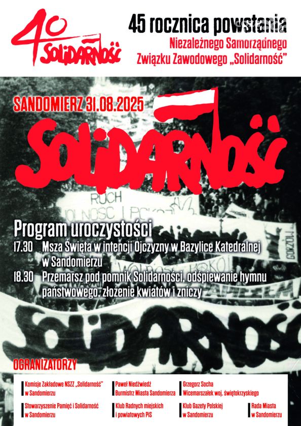 Sandomierz uczci 45. rocznicę powstania „Solidarności”