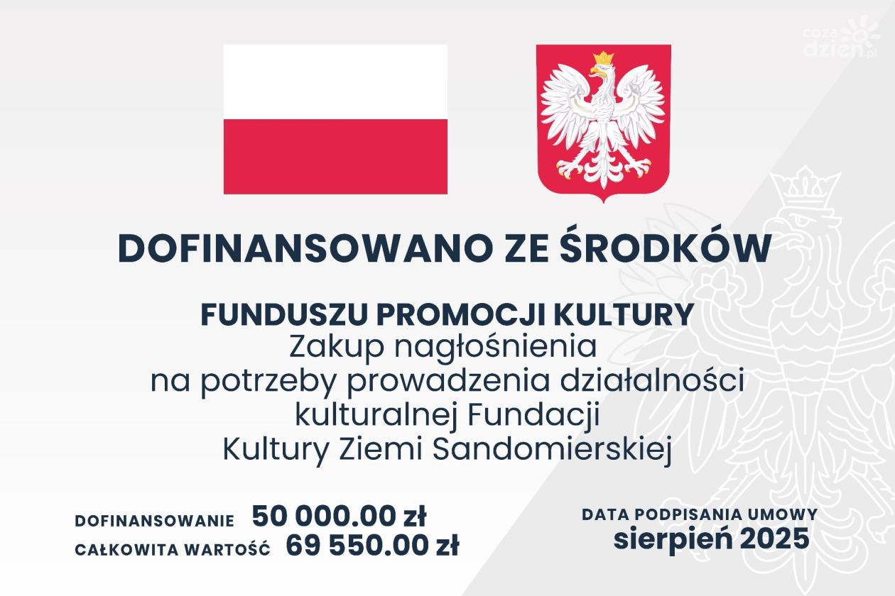 Fundacja Kultury Ziemi Sandomierskiej z dotacją na zakup nagłośnienia