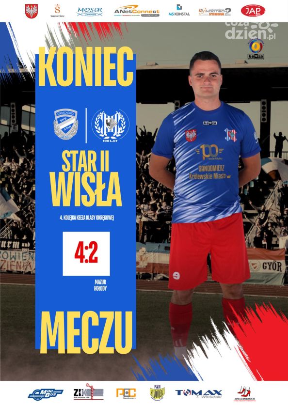 Wisła Sandomierz przegrywa ze Starem II Starachowice 2:4 po pełnym emocji spotkaniu