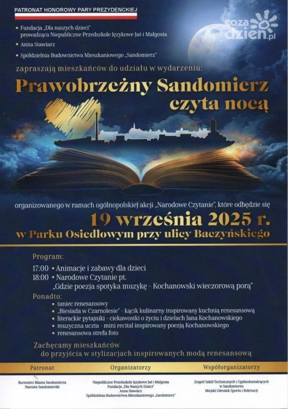 „Prawobrzeżny Sandomierz czyta nocą” – poezja, muzyka i renesansowa uczta w parku
