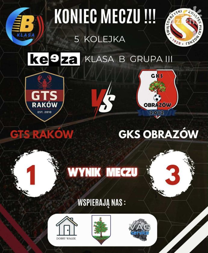Wyjazdowe zwycięstwo GKS Obrazów w Rakowie!
