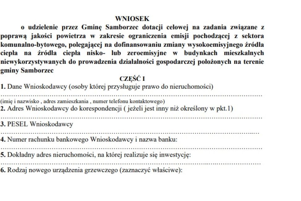 Gmina Samborzec uruchamia nabór wniosków na wymianę źródeł ciepła