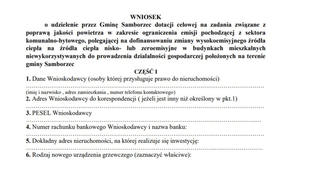 Gmina Samborzec uruchamia nabór wniosków na wymianę źródeł ciepła