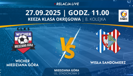 Mecz 8. Kolejki KEEZA Klasy Okręgowej: Wicher Miedziana Góra - Wisła Sandomierz (RELACJA LIVE)
