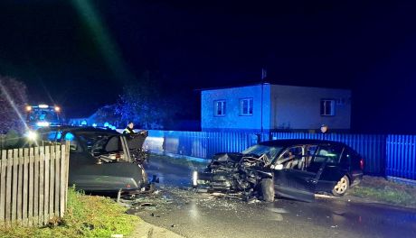 Czołowe zderzenie w Wydrzy. Pięć osób, w tym dwoje dzieci, trafiło do szpitala.