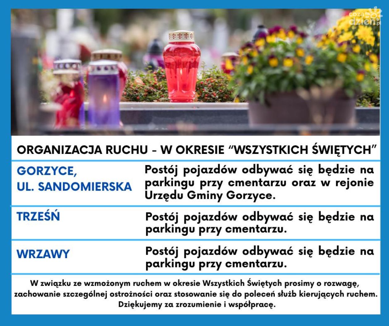 Organizacja ruchu przy cmentarzach w gminie Gorzyce w dniu Wszystkich Świętych