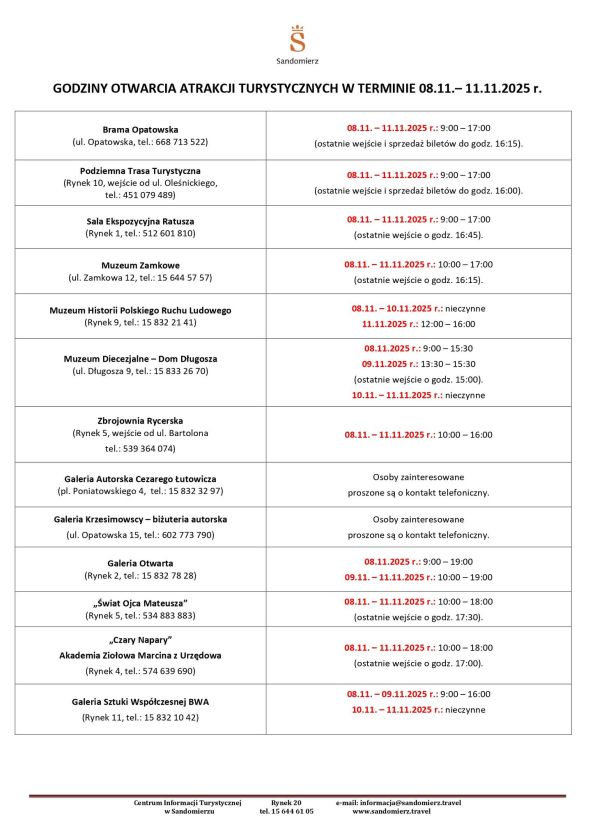 Długi weekend listopadowy w Sandomierzu