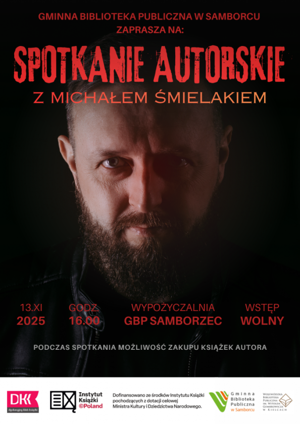 Spotkanie z mistrzem kryminału w Samborcu – Michał Śmielak gościem biblioteki