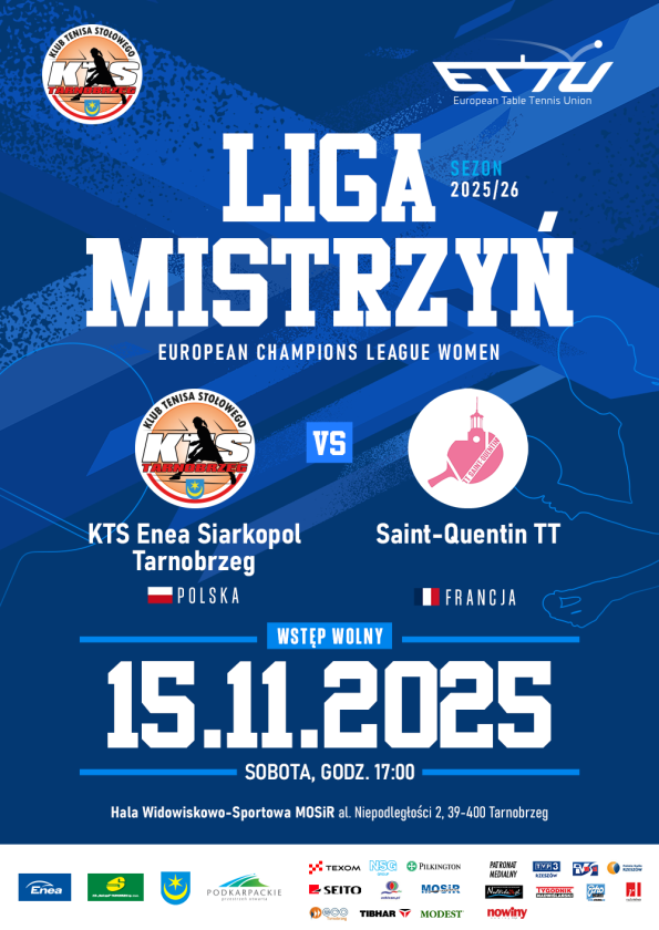 Liga Mistrzyń wraca do Tarnobrzega! KTS Enea Siarkopol podejmie Saint-Quentin TT