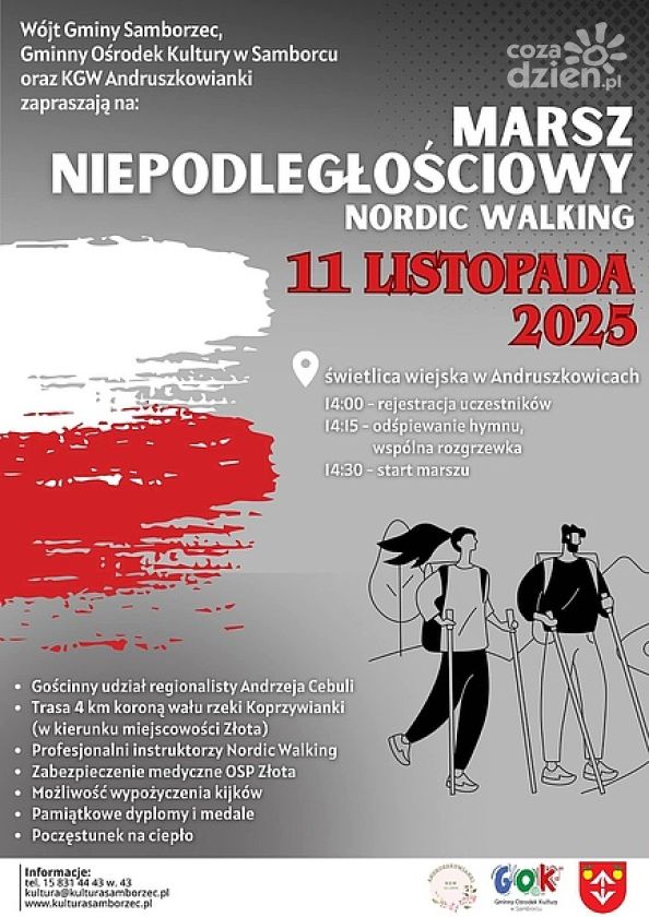 Marsz Niepodległościowy Nordic Walking w gminie Samborzec