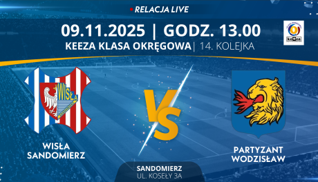 Mecz 14. Kolejki KEEZA Klasy Okręgowej: Wisła Sandomierz - Partyzant Wodzisław (RELACJA LIVE)