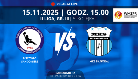 Mecz 5. Kolejki II LIGI, GR. III: SPR Wisła Sandomierz - MKS Biłgoraj (RELACJA LIVE)