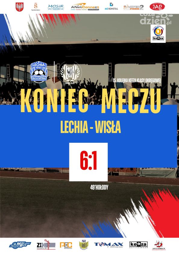 Katastrofalna pierwsza połowa pogrążyła Wisłę. Wysoka porażka w Strawczynku