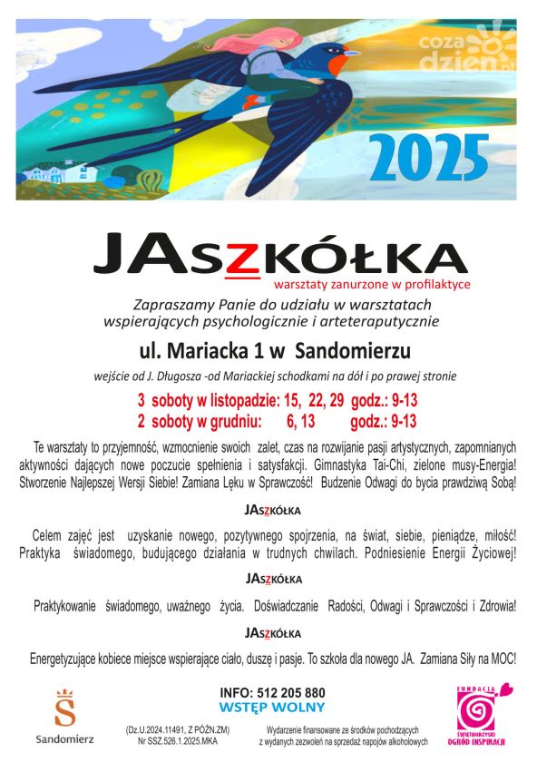 „Jaszkołka” zaprasza kobiety na bezpłatne warsztaty wspierające w Sandomierzu
