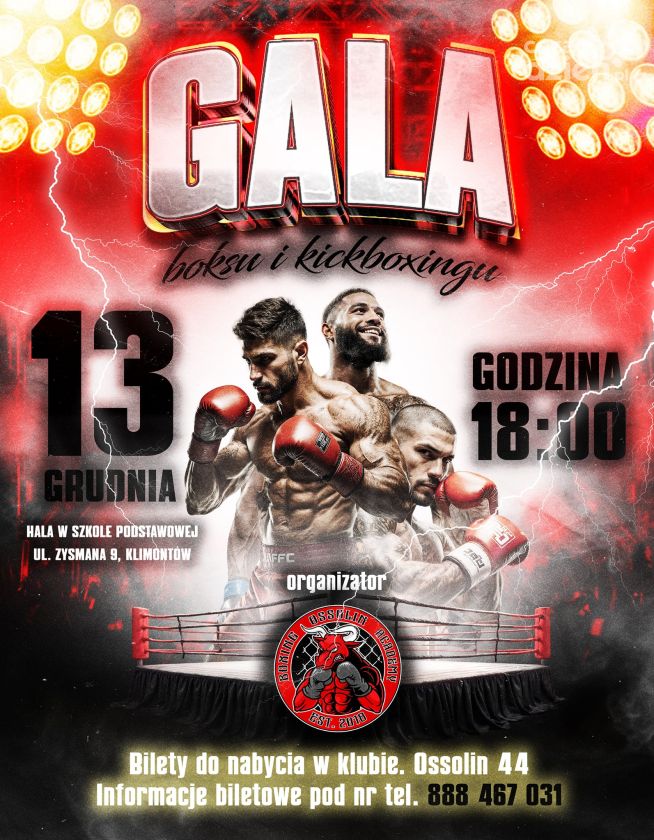 Gala Boksu i Kickboxingu w Klimontowie już 13 grudnia! Sporty walki wracają w wielkim stylu