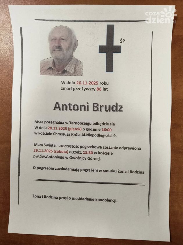 Zmarł Antoni Brudz – zasłużony społecznik i honorowy obywatel Tarnobrzega