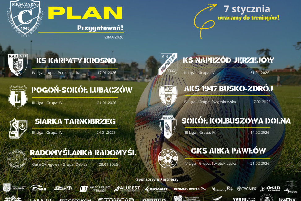 Zimowa rozgrzewka przed ligową wiosną. Czarni Połaniec ruszają z przygotowaniami