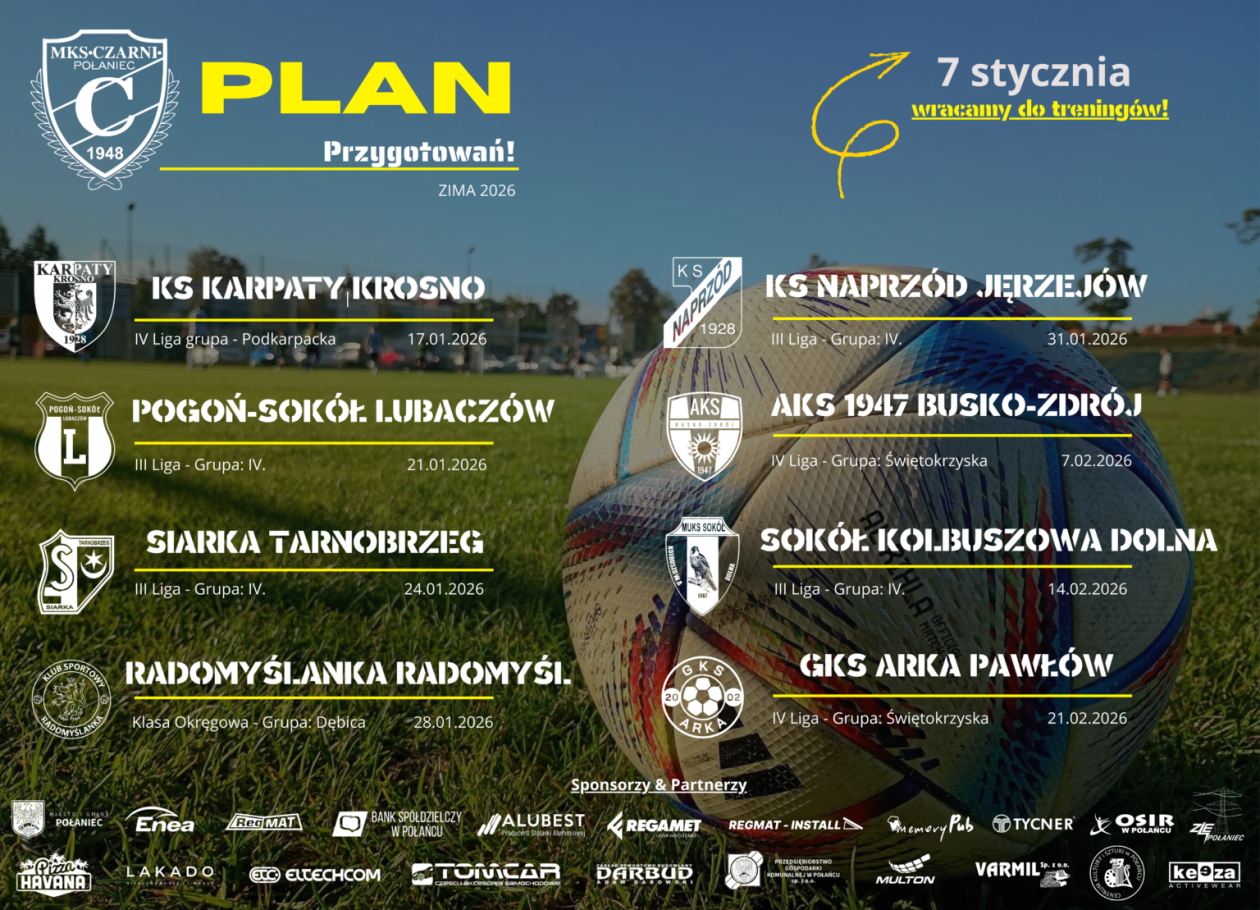 Zimowa rozgrzewka przed ligową wiosną. Czarni Połaniec ruszają z przygotowaniami