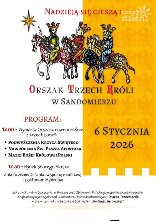 Orszak Trzech Króli przejdzie ulicami Sandomierza 6 stycznia