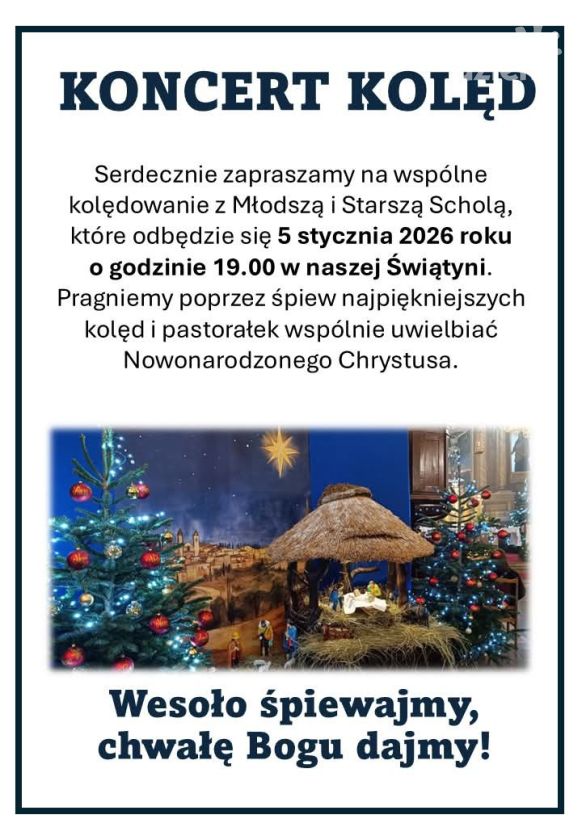 Koncert kolęd w świątyni – wspólne kolędowanie- już dziś - 5 stycznia