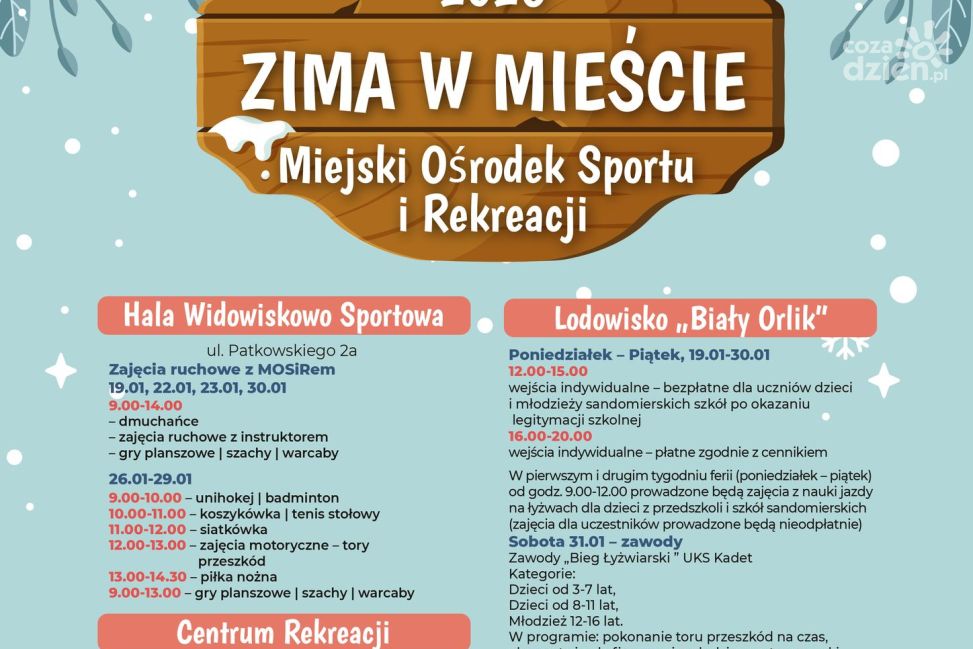 Aktywne ferie w Sandomierzu. MOSiR zaprasza na „Zimę w mieście 2026”