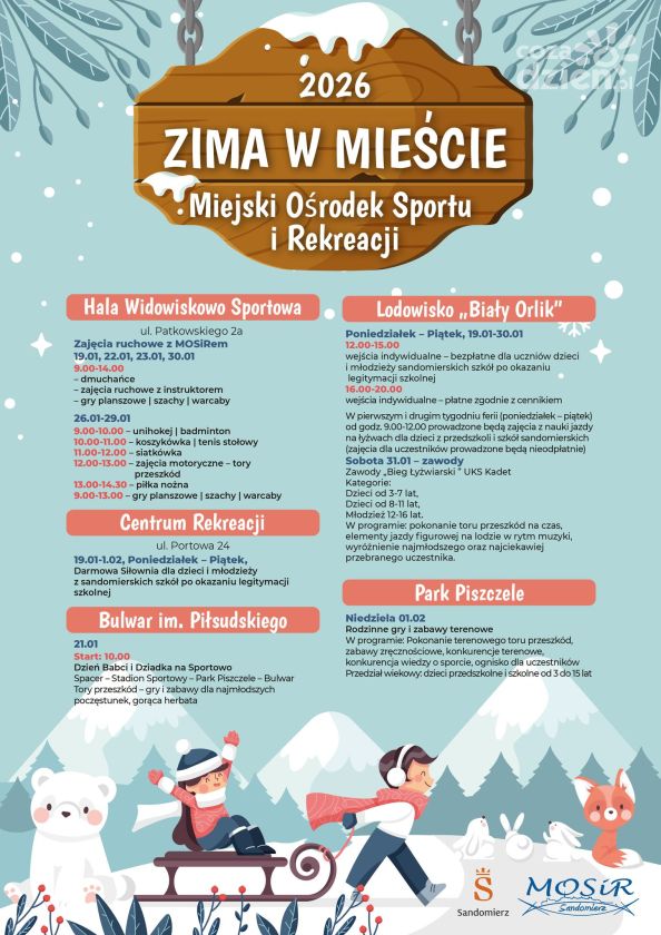Aktywne ferie w Sandomierzu. MOSiR zaprasza na „Zimę w mieście 2026”