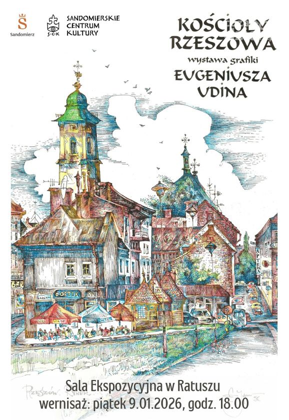„Kościoły Rzeszowa” w sandomierskim ratuszu. Wystawa grafik Eugeniusza Udina