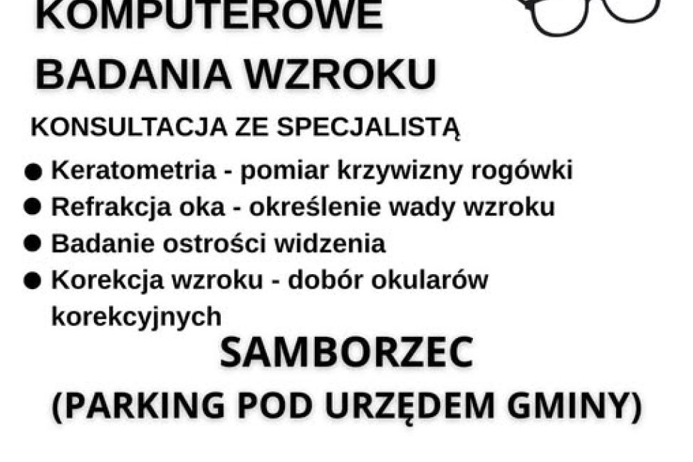 Bezpłatne badanie wzroku dla mieszkańców gminy Samborzec