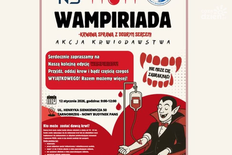 W Tarnobrzegu odbędzie się akcja honorowego krwiodawstwa „Wampiriada 2026”