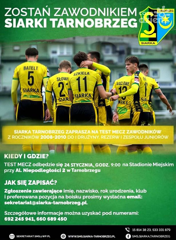 Siarka Tarnobrzeg zaprasza na test-mecz. Szansa na grę w III lidze