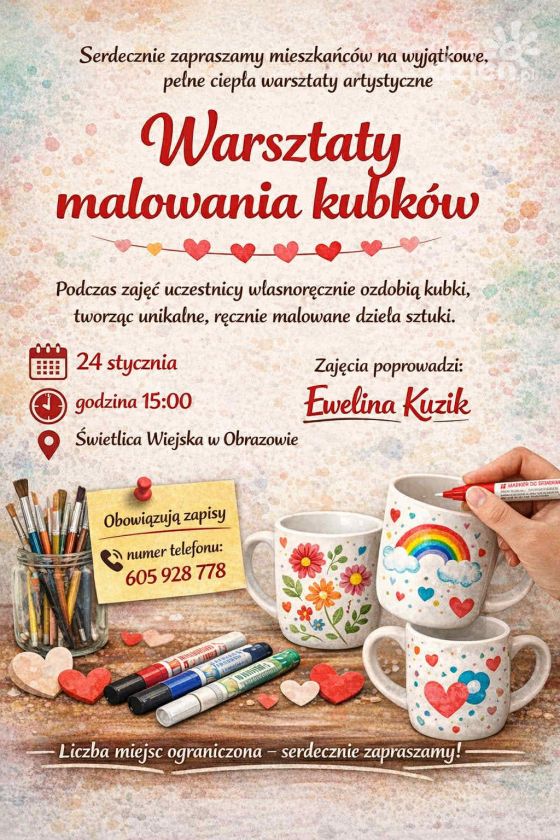 Pędzle, kolory i ceramika. Warsztaty malowania kubków w Obrazowie