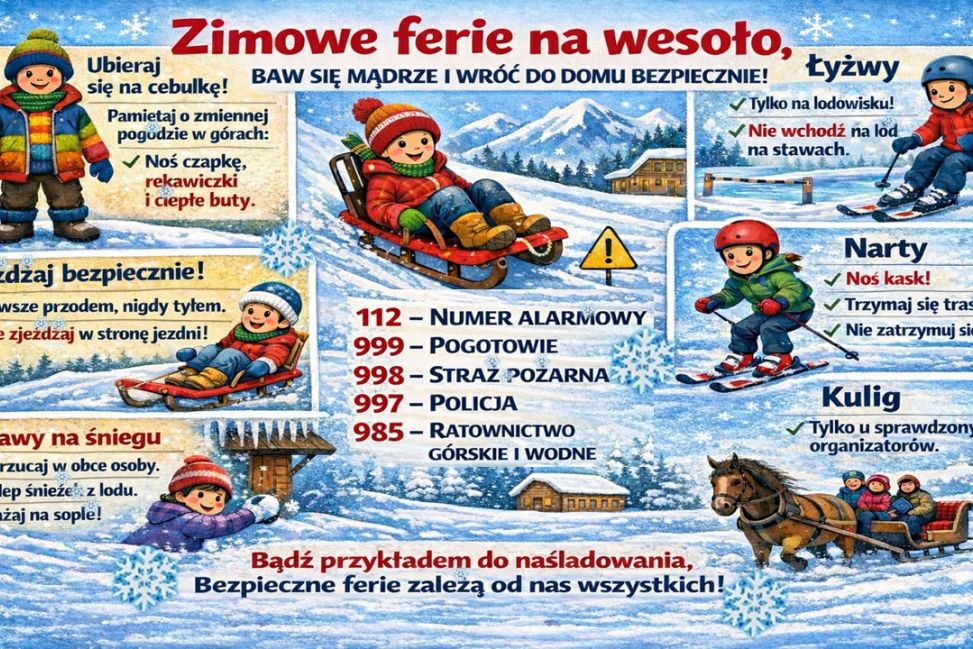 Bezpieczne ferie zimowe. Policja przypomina podstawowe zasady
