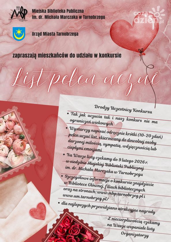 „List pełen uczuć” – walentynkowy konkurs literacki dla mieszkańców Tarnobrzega