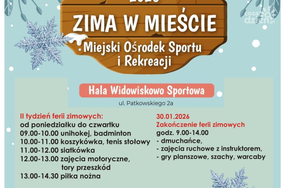 MOSiR Sandomierz zaprasza na drugi tydzień ferii pełne sportu i zabawy