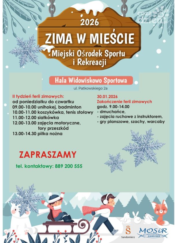 MOSiR Sandomierz zaprasza na drugi tydzień ferii pełne sportu i zabawy