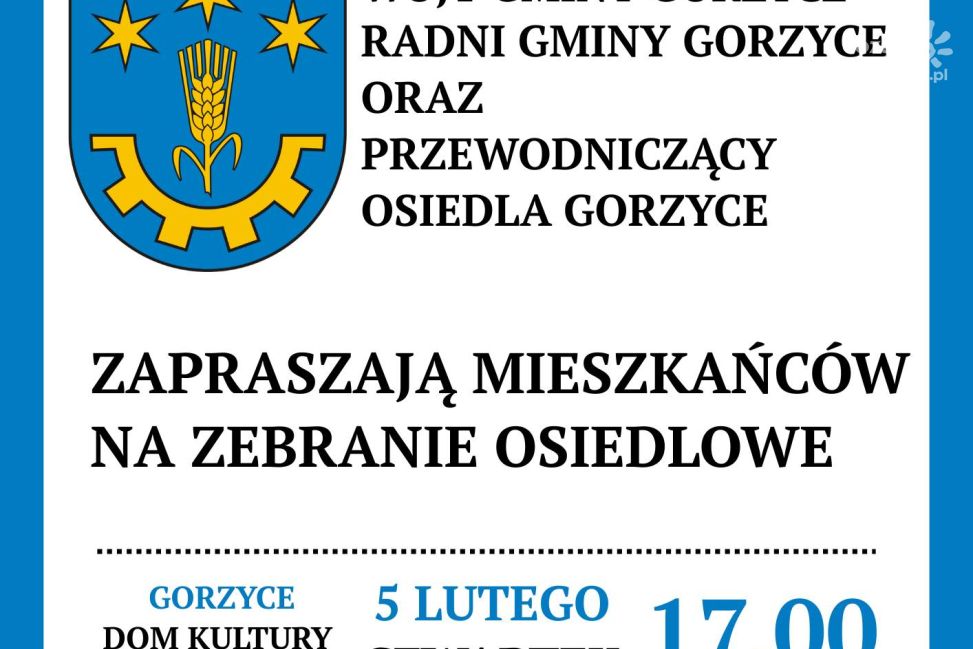 Zebranie osiedlowe w Gorzycach. Spotkanie zaplanowano na 5 lutego