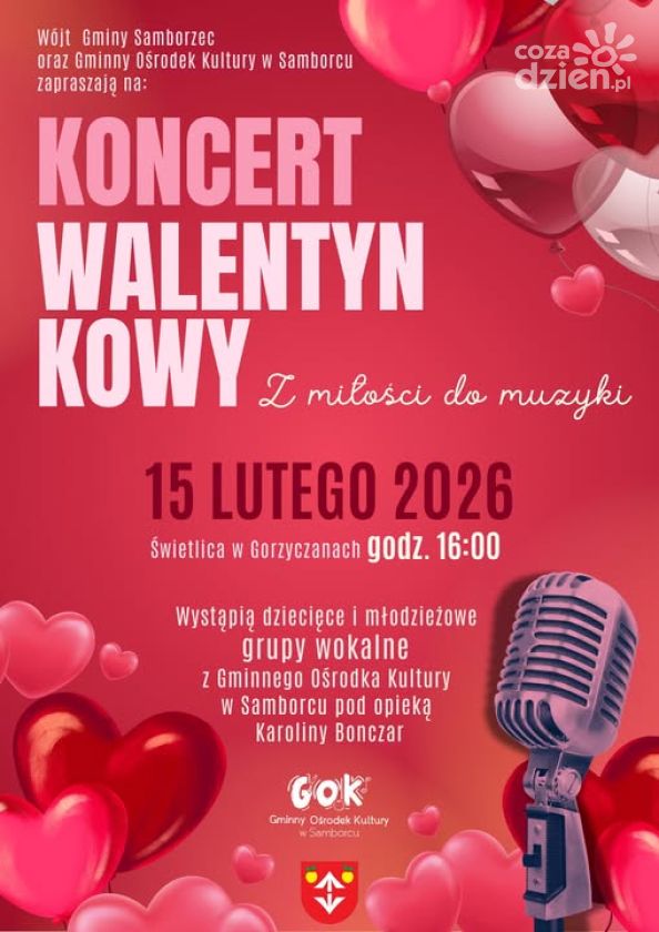 Koncert Walentynkowy w Gorzyczanach. Wystąpią młodzi wokaliści z Gminy Samborzec