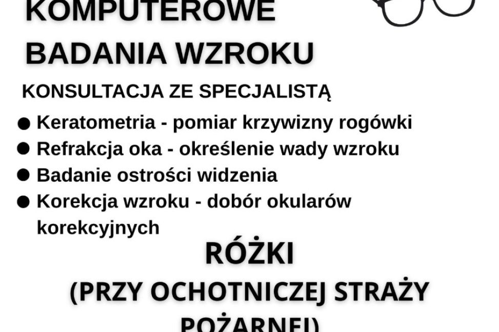 Mieszkańcy Różek zaproszeni na bezpłatne badania wzroku