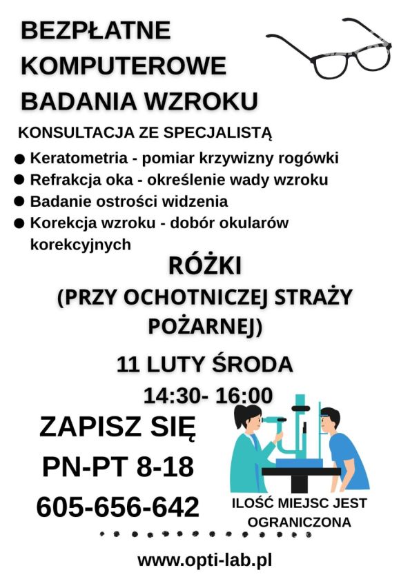 Mieszkańcy Różek zaproszeni na bezpłatne badania wzroku