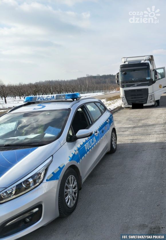 Pijany kierowca ciężarówki z 24-tonowym ładunkiem zatrzymany w gminie Łoniów